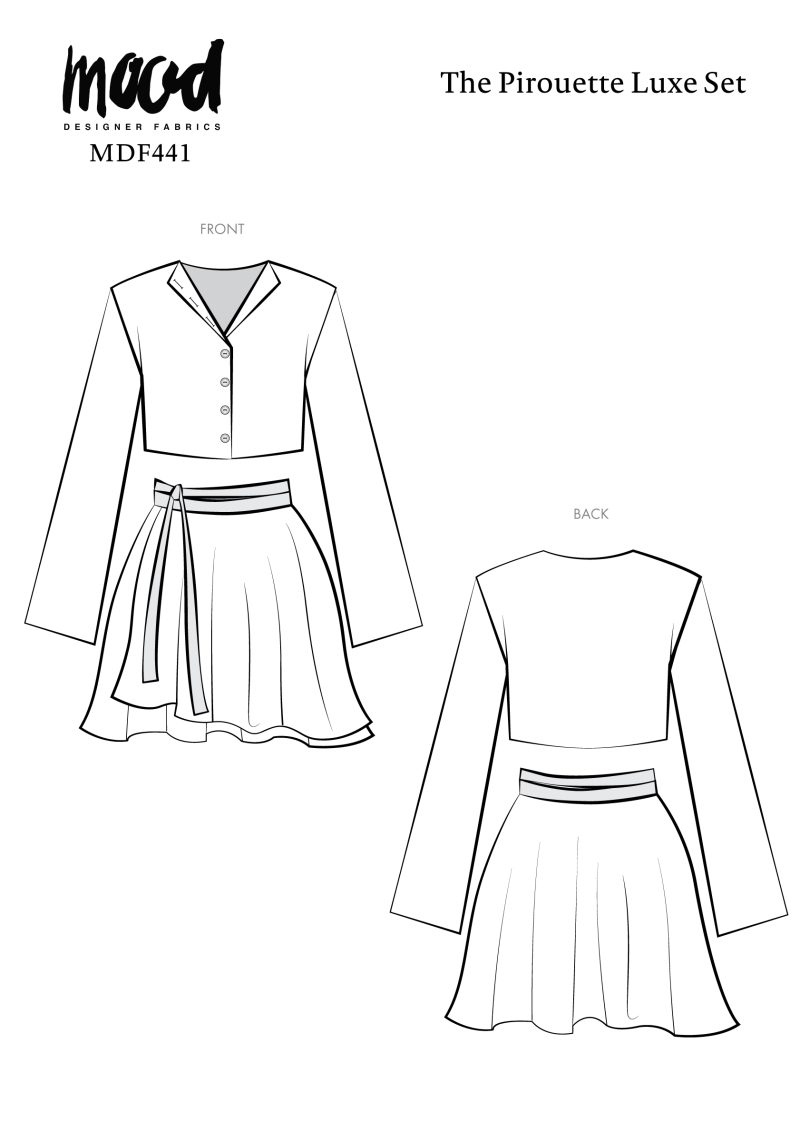 Pirouette Luxe Set Free Sewing Pattern - Technical Drawings - MDF441 - Mood Fabrics Sewciety Blog