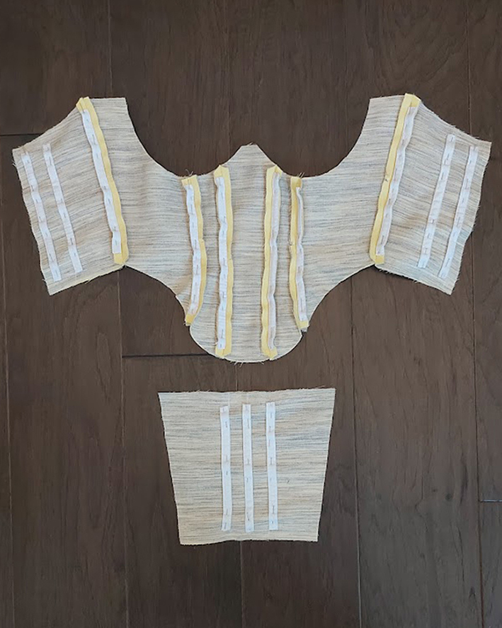 How To Pin Boning Casing On Bustier - Fabric Covered Boning - Madison Tea Length Dress Free Sewing Pattern - Mood Fabrics Sewciety Blog