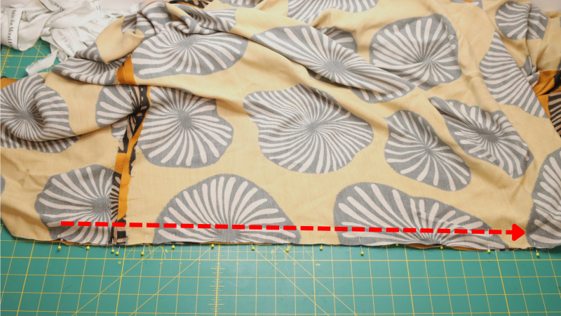 How to sew the right side with a diagonal seam to close the back of the dress