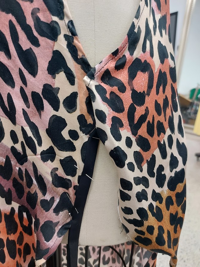 How To Sew Binding On Center Front - Double Fold Bias Tape - MDF449 - Tropea High Slit Slip Dress Free Sewing Pattern - Mood Fabrics Sewciety Blog