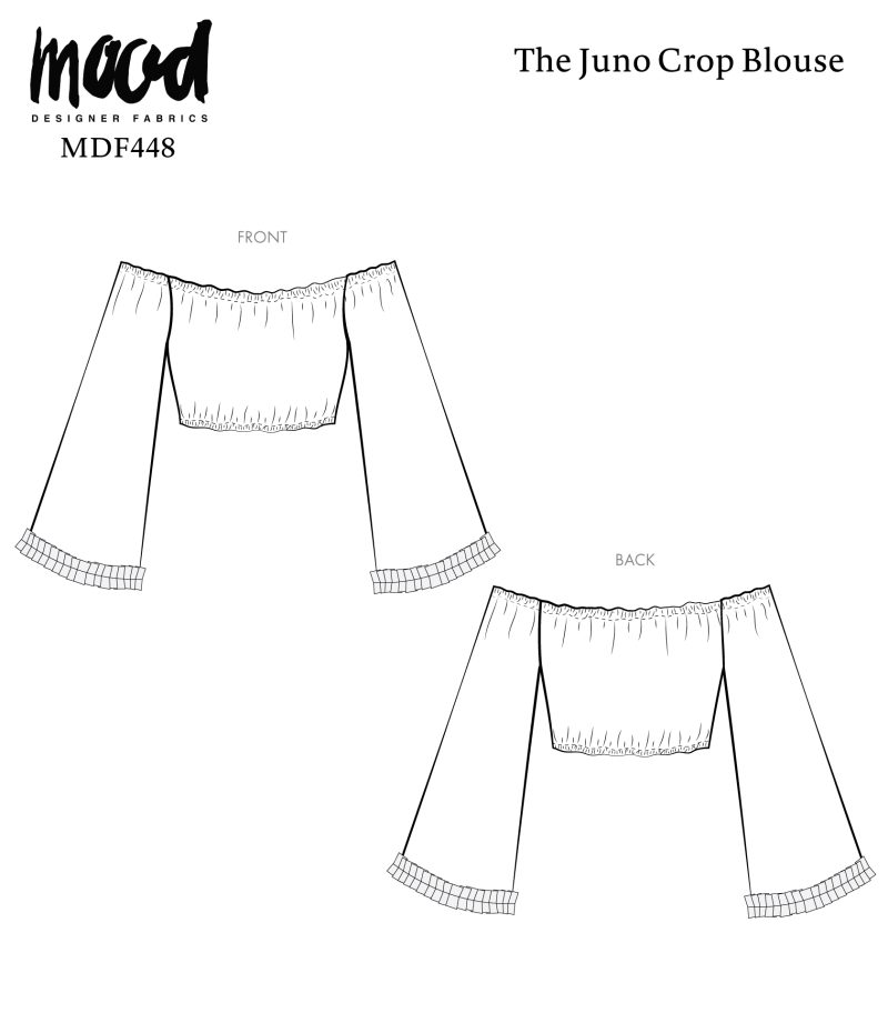 The Juno Crop Blouse Technical Drawings from the Mood Fabrics Sewciety Blog