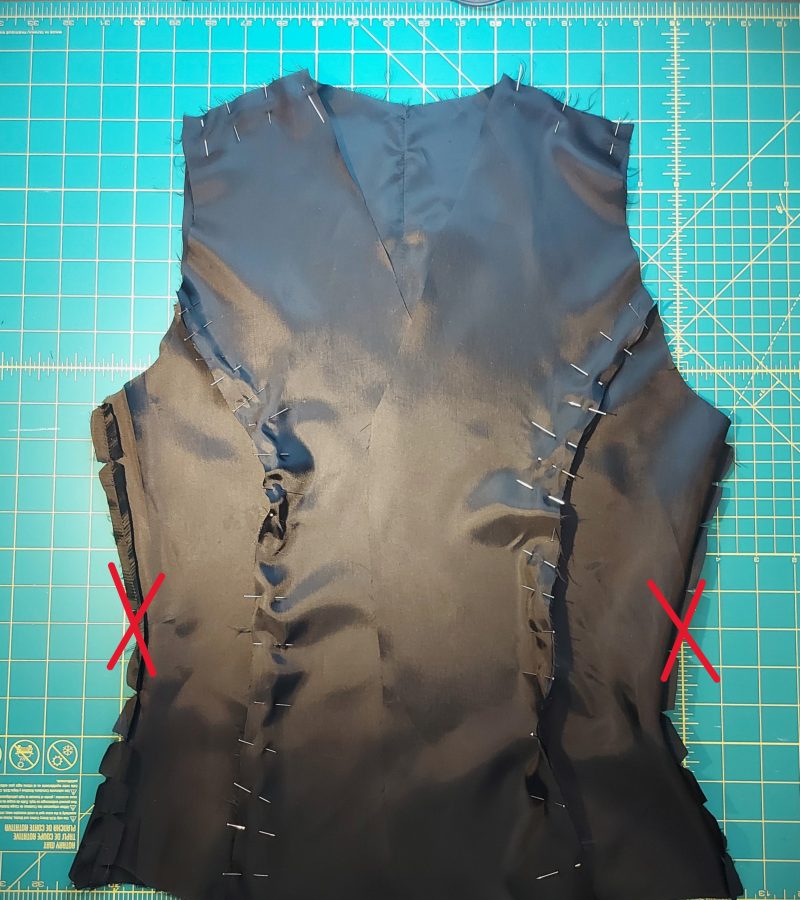 How To Turn Waistcoat Right Side Out - Pinstriped Stretch Suiting Fashion Fabric - Anne Waistcoat Ensemble - MDF456 - Mood Fabrics Sewciety Blog