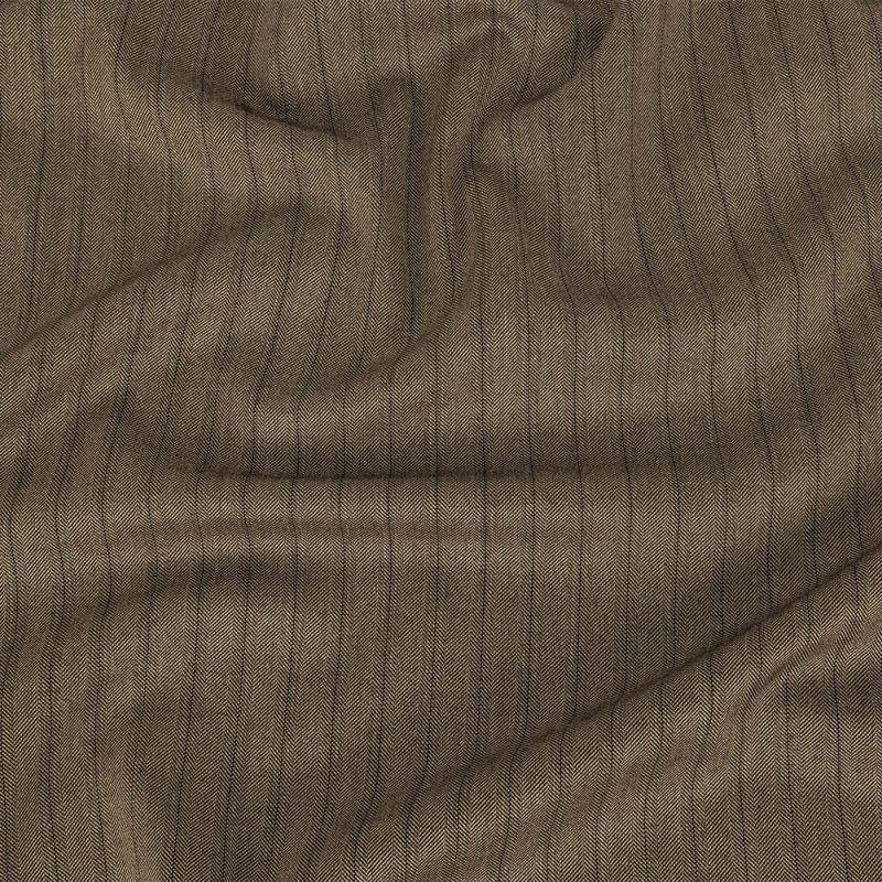 Close-up of Brown and Chinchilla Metallic Herringbone Striped Polyester Suiting Fabric from Mood Fabrics