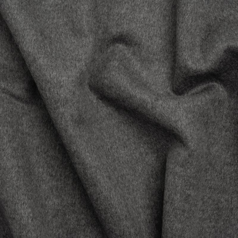 Close-up of Virgin Wool and Cashmere Double Cloth Coating – Heathered Smoke – Astana Collection from Mood Fabrics