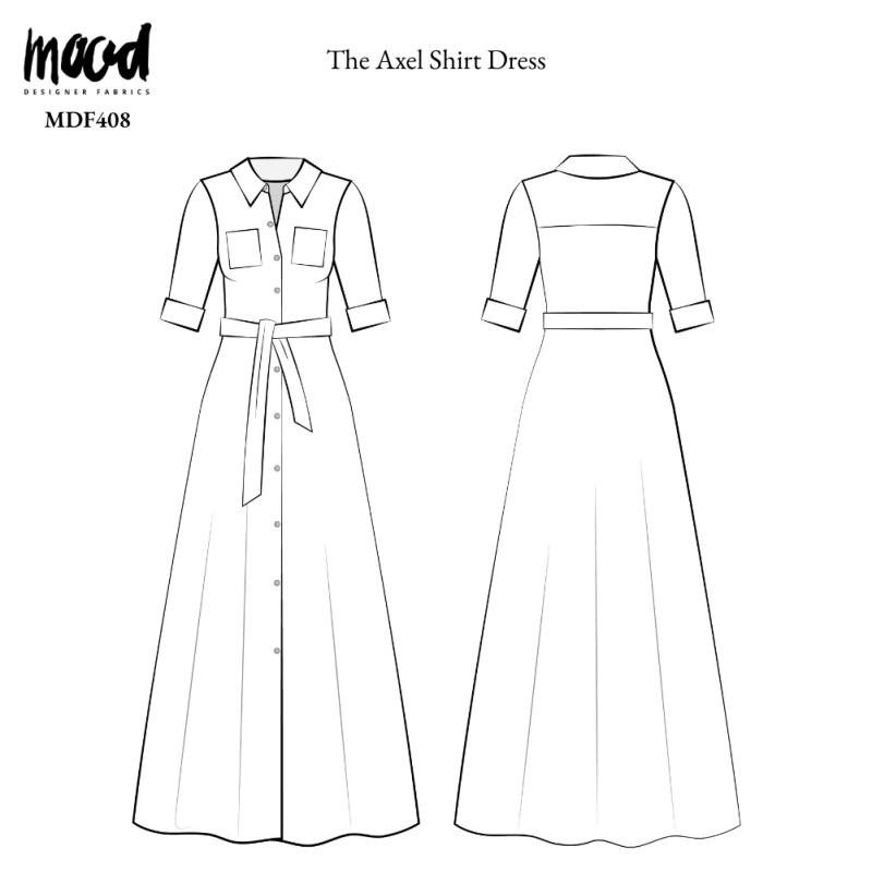 Axel Shirt Dress - Technical Drawings - MDF408 - Mood Fabrics Sewciety Blog - Transitional Sewing Patterns