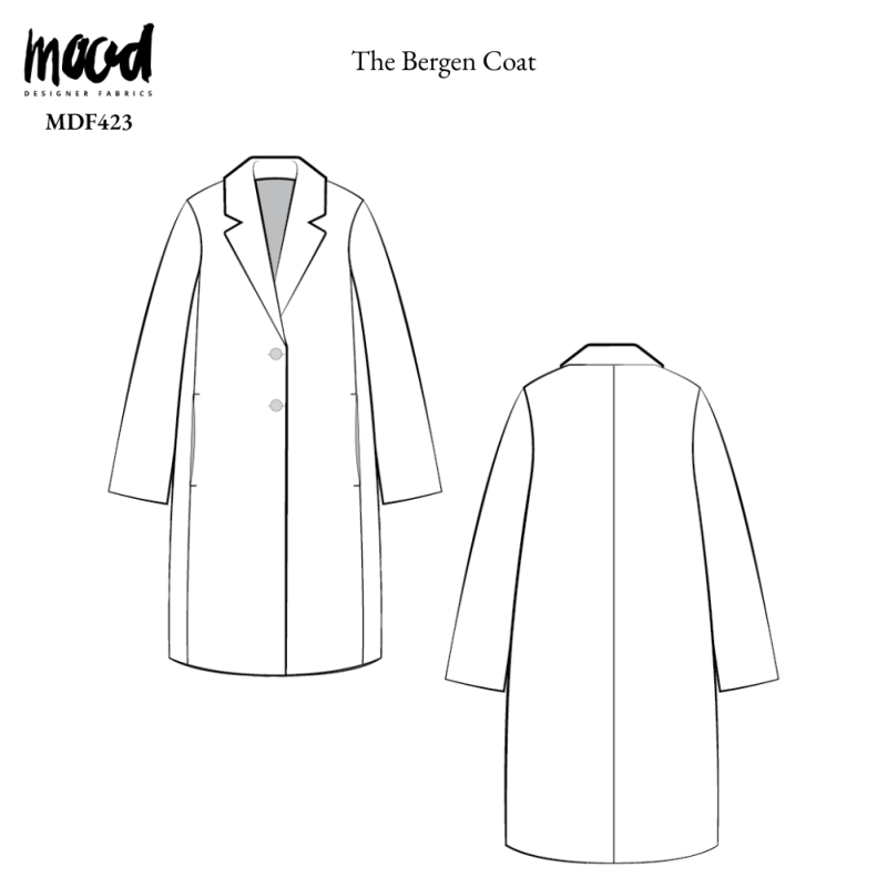 Bergen Coat - Technical Drawings - MDF423 - Mood Fabrics Sewciety Blog - Transitional Sewing Patterns