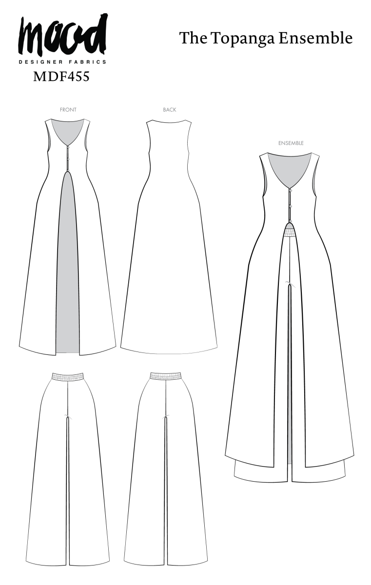 Topanga Ensemble Free Sewing Pattern - MDF455 - Technical Drawings - Mood Fabrics Sewciety Blog