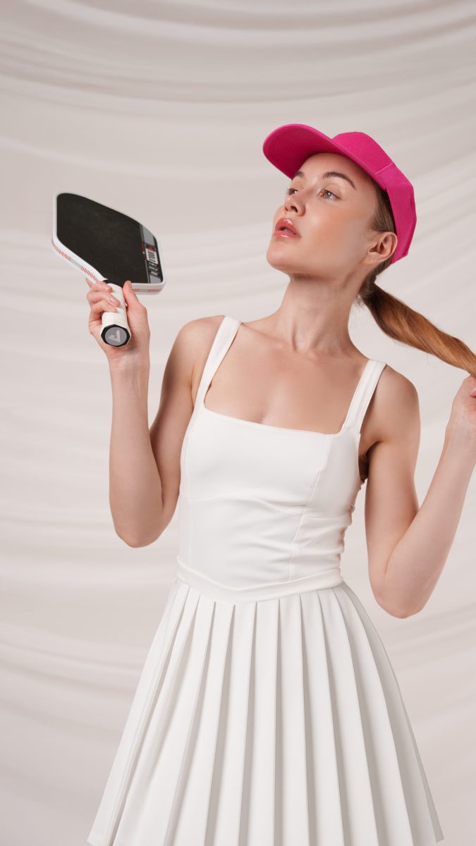 Kitchen Pickleball Dress - UV Protective Swimwear Tricot Fashion Fabric - Model Photo
