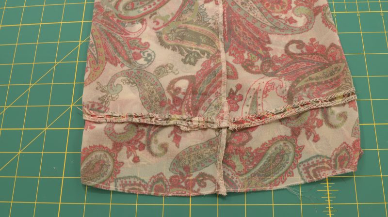 How To Pin-Sew Elastic Casing To Sleeve Cuff - Italian-Polyester-Georgette - Baratti Blouson Dress - MDF457 - Mood Fabrics Sewciety Blog Pin and sew elastic casing to cuff seam.