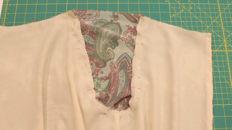 How To Pin-Sew Sleeves To Armholes - Italian-Polyester-Georgette - Baratti Blouson Dress - MDF457 - Mood Fabrics Sewciety Blog Pin and sew sleeves to armholes.