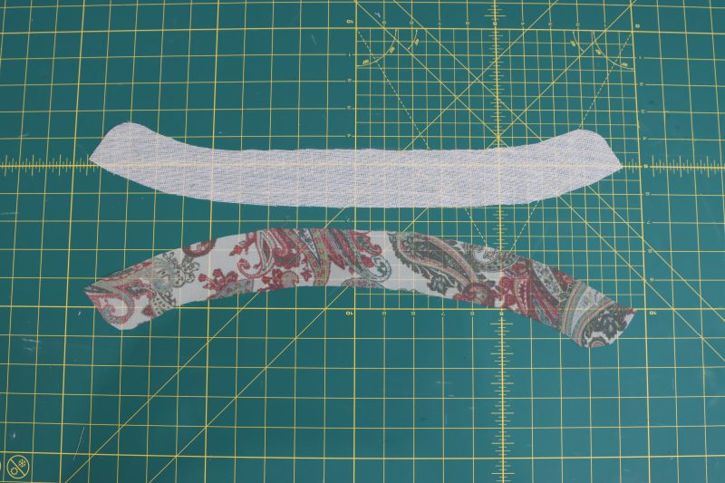 How To Interface Collar Piece - Italian-Polyester-Georgette - Baratti Blouson Dress - MDF457 - Mood Fabrics Sewciety Blog Iron interfacing to one piece of the collar pattern.