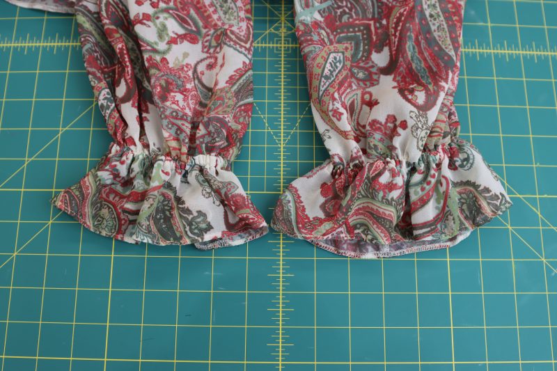 How To Serge Sleeve Ruffles - Italian-Polyester-Georgette - Baratti Blouson Dress - MDF457 - Mood Fabrics Sewciety Blog Serge and sew sleeve hems.