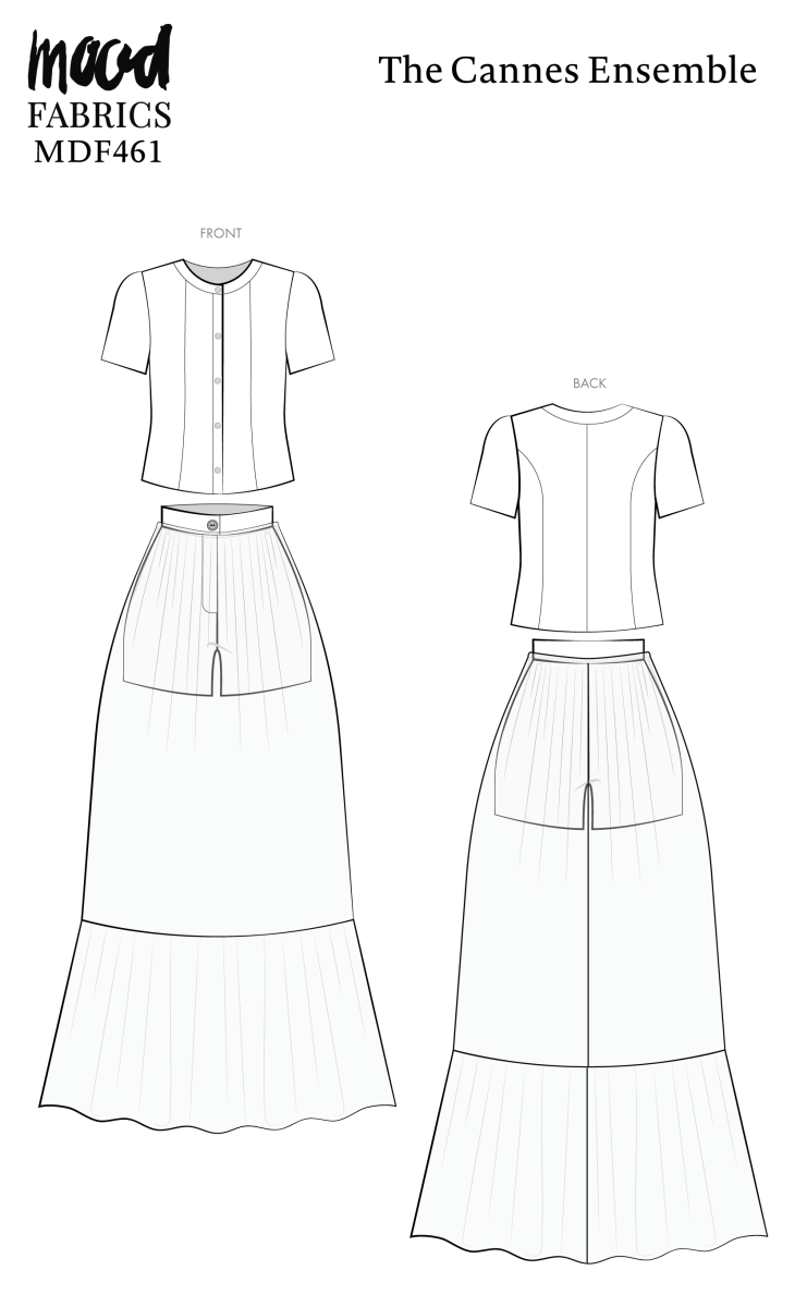 Cannes Ensemble Free Sewing Pattern - Technical Drawings - Mood Fabrics Sewciety Blog - Free Sewing Pattern MDF461