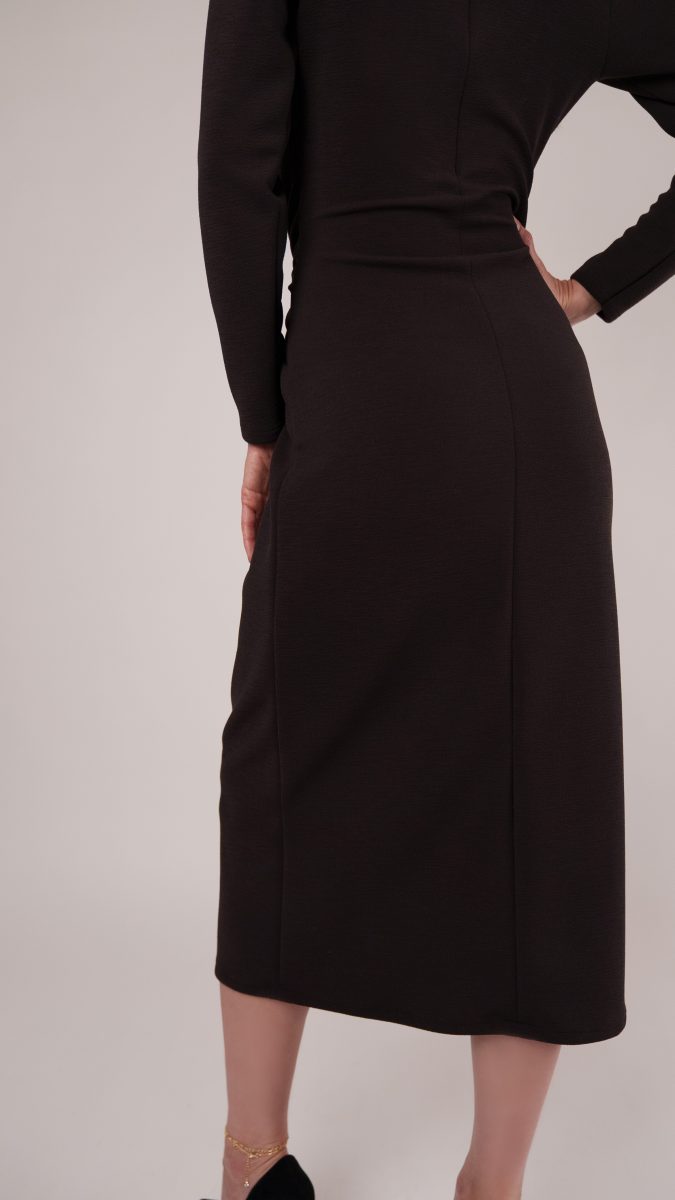 Nob Hill Draped Midi Dress Free Sewing Pattern Model Photo MDF458
