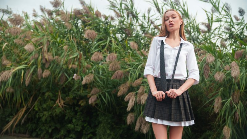 Pleated Skirt and Tie