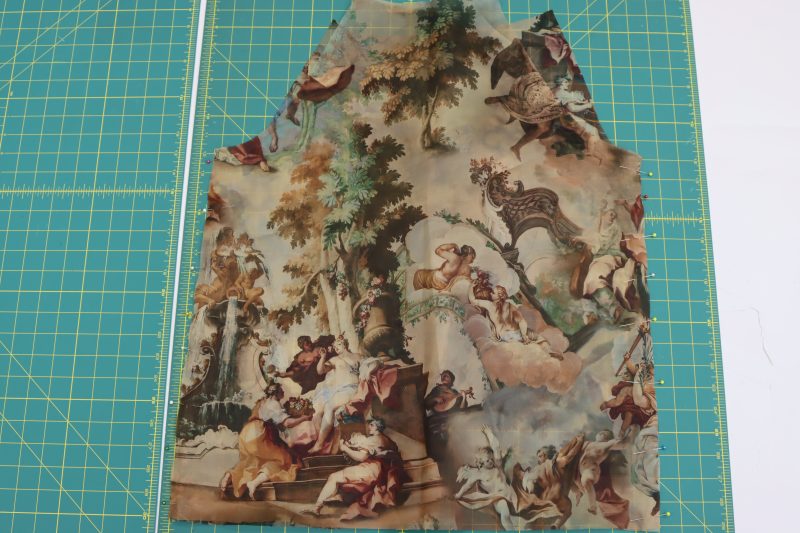 How To Pin Sew Blouse Side Seams - Silk Organza - Mood Fabrics - Firenze Blouse Trousers Free Sewing Pattern Tutorial - MDF464 - Mood Fabrics Sewciety Blog - Pin and sew side seams of front and back torso pieces.