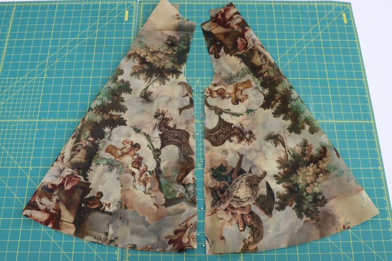 How To Pin Sew Sleeve Seams - Silk Organza - Mood Fabrics - Firenze Blouse Trousers Free Sewing Pattern Tutorial - MDF464 - Mood Fabrics Sewciety Blog - Pin and sew sleeve seams, leaving a 4 inch gap at the bottom of the sleeve for the sleeve placket.