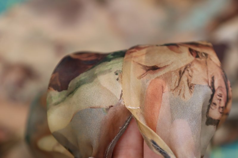 How To Tack Sleeve Placket - Silk Organza - Mood Fabrics - Firenze Blouse Trousers Free Sewing Pattern Tutorial - MDF464 - Mood Fabrics Sewciety Blog - Tack and topstitch the sleeve placket.