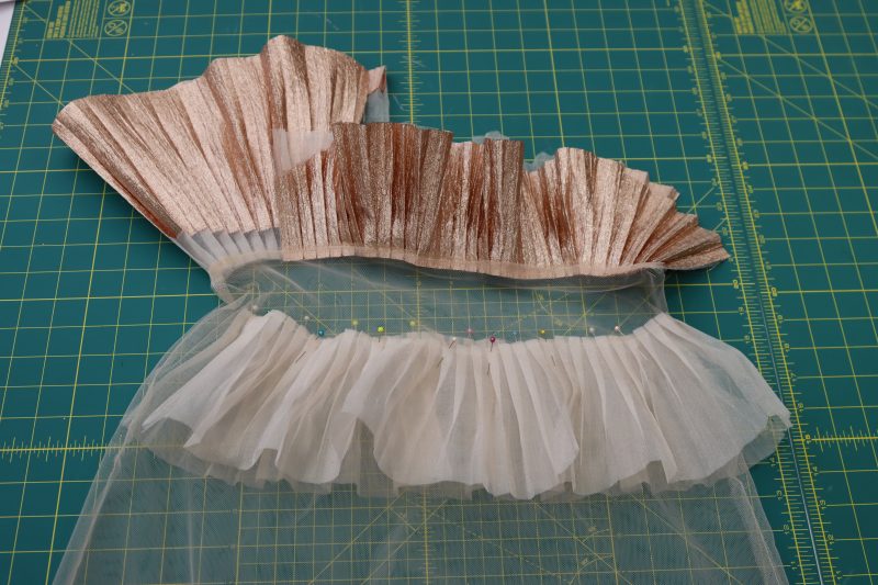 How To Pin Sew Third Ruffle - Pleated Luxury Burnout Brocade - Mood Fabrics - Nolita Vest and Skirt Set Free Sewing Pattern Tutorial - MDF466 MDF467 - Mood Fabrics Sewciety Blog - Pin and sew ruffle 3.