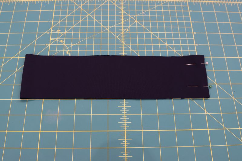 How To Pin Sew Waistband - Stretch Velour - Mood Fabrics - Tarrytown Tracksuit Free Sewing Pattern Tutorial - MDF471 - Mood Fabrics Sewciety Blog - Pin and sew the waistband into a closed loop.
