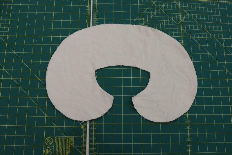 How To Topstitch Collar - Brushed Cotton Duvetyne - Mood Fabrics - Coeur D'Alene Coat Free Sewing Pattern Tutorial - MDF472 - Mood Fabrics Sewciety Blog - Topstitch floral designs into the three layers of the collar.
