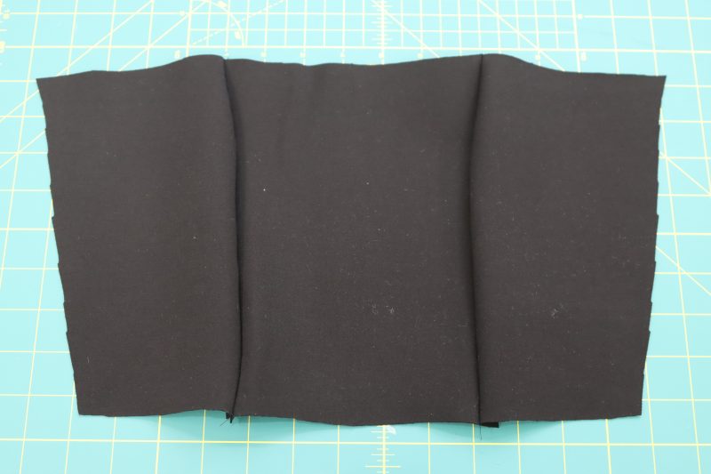 How To Sew Top Front Pieces - Stretch Ponte Knit - Mood Fabrics - Ketchum Jumpsuit Free Sewing Pattern Tutorial - MDF473 - Mood Fabrics Sewciety Blog - Sew top front pieces together.