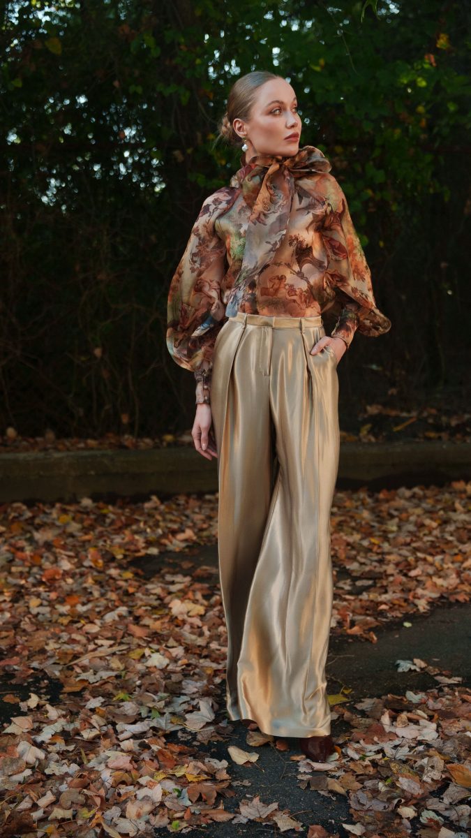 Firenze Blouse and Trousers Free Sewing Pattern - Model Photos - Mood Fabrics Sewciety Blog - Free Sewing Pattern MDF464