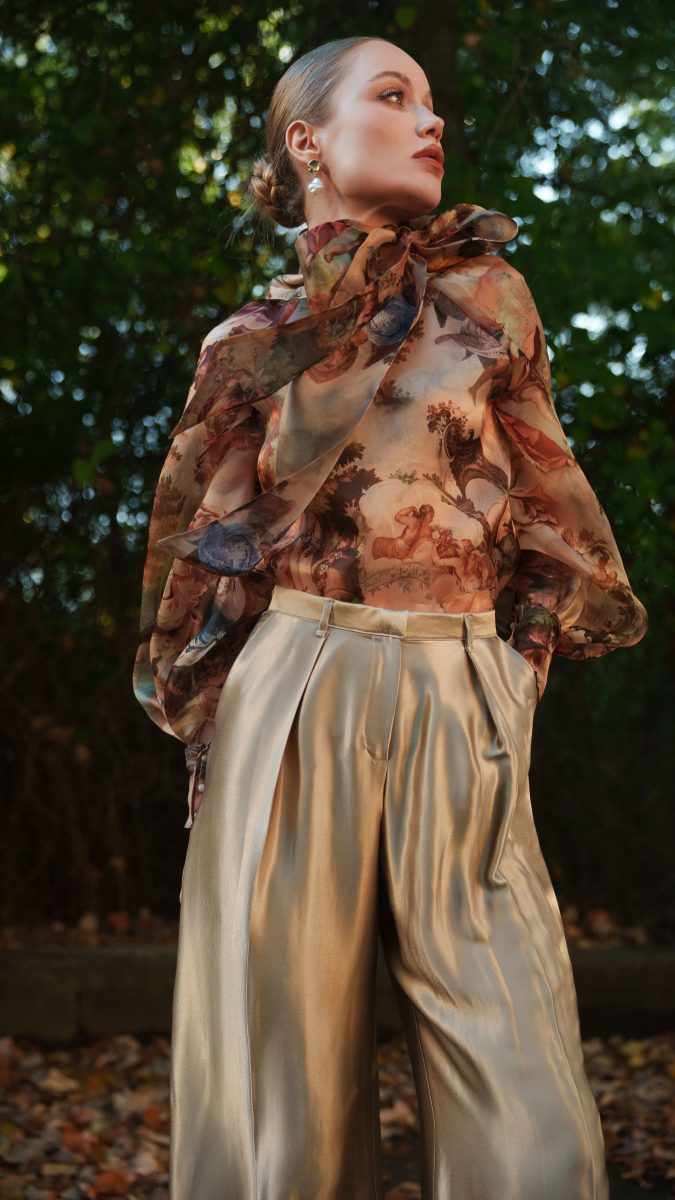 Firenze Blouse and Trousers Free Sewing Pattern - Model Photos - Mood Fabrics Sewciety Blog - Free Sewing Pattern MDF464