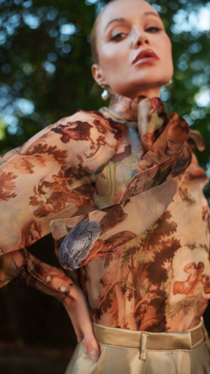 Firenze Blouse and Trousers Free Sewing Pattern - Model Photos - Mood Fabrics Sewciety Blog - Free Sewing Pattern MDF464