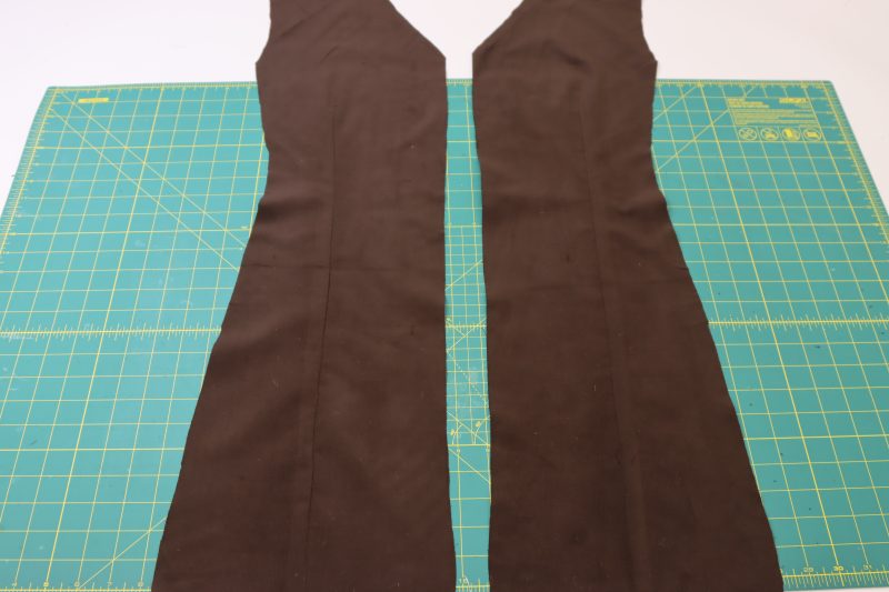 How To Open Front Darts - Featherwale Cotton Corduroy - Mood Fabrics - Fawn Mini Dress Free Sewing Pattern Tutorial - MDF476 - Mood Fabrics Sewciety Blog - Open the fold and iron the darts towards the side seams.