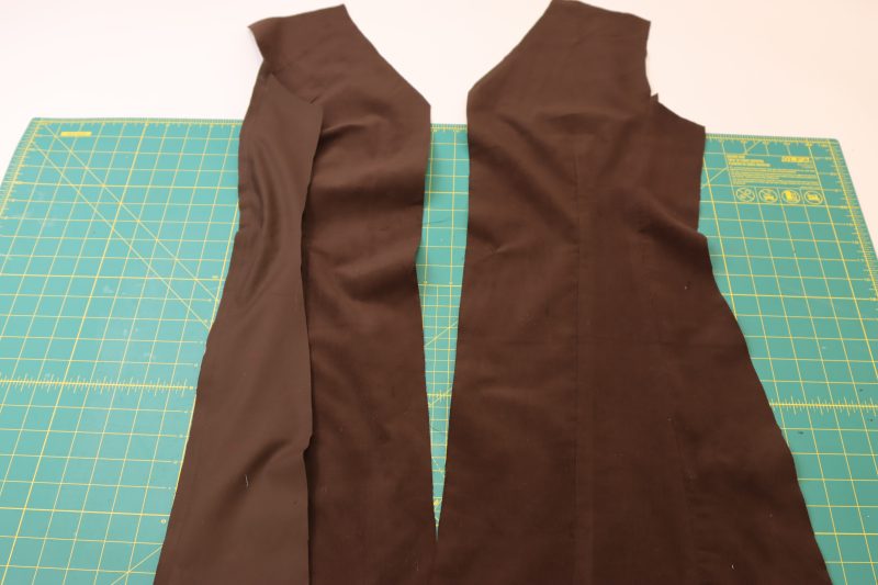 How To Iron Front Side Seams - Featherwale Cotton Corduroy - Mood Fabrics - Fawn Mini Dress Free Sewing Pattern Tutorial - MDF476 - Mood Fabrics Sewciety Blog - Iron the side front seam open and flat.