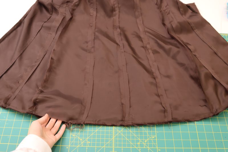 How To Sew Bottom Hem - Bemberg Lining - Mood Fabrics - Fawn Mini Dress Free Sewing Pattern Tutorial - MDF476 - Mood Fabrics Sewciety Blog - Sew the bottom hem except for a 6 inch hole.
