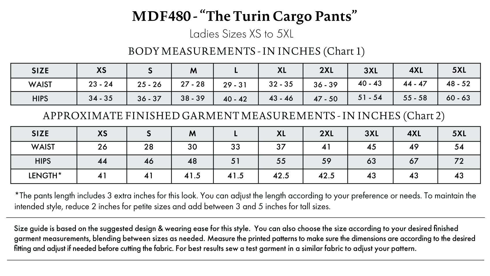 Adagio Wrap Cardigan Free Sewing Pattern - Size Charts - Mood Fabrics Sewciety Blog - Free Sewing Pattern MDF478