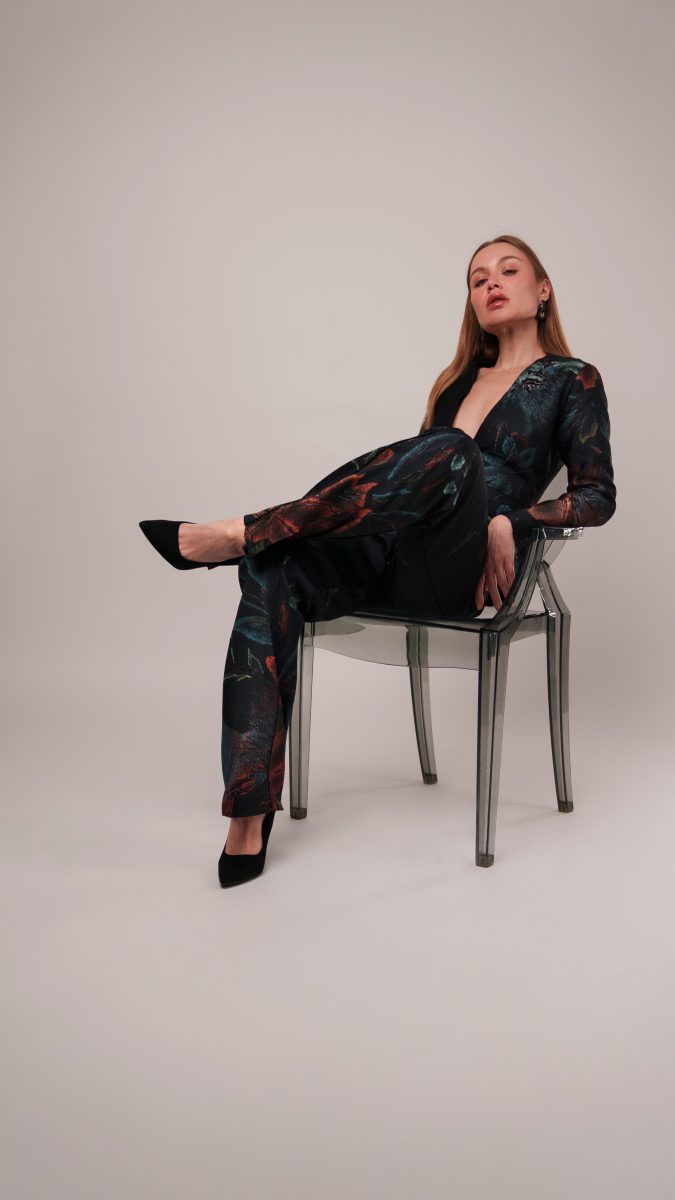 Perugia Peplum Blazer and Pants Suit Free Sewing Pattern - Model Photos - Mood Fabrics Sewciety Blog - Free Sewing Pattern MDF475