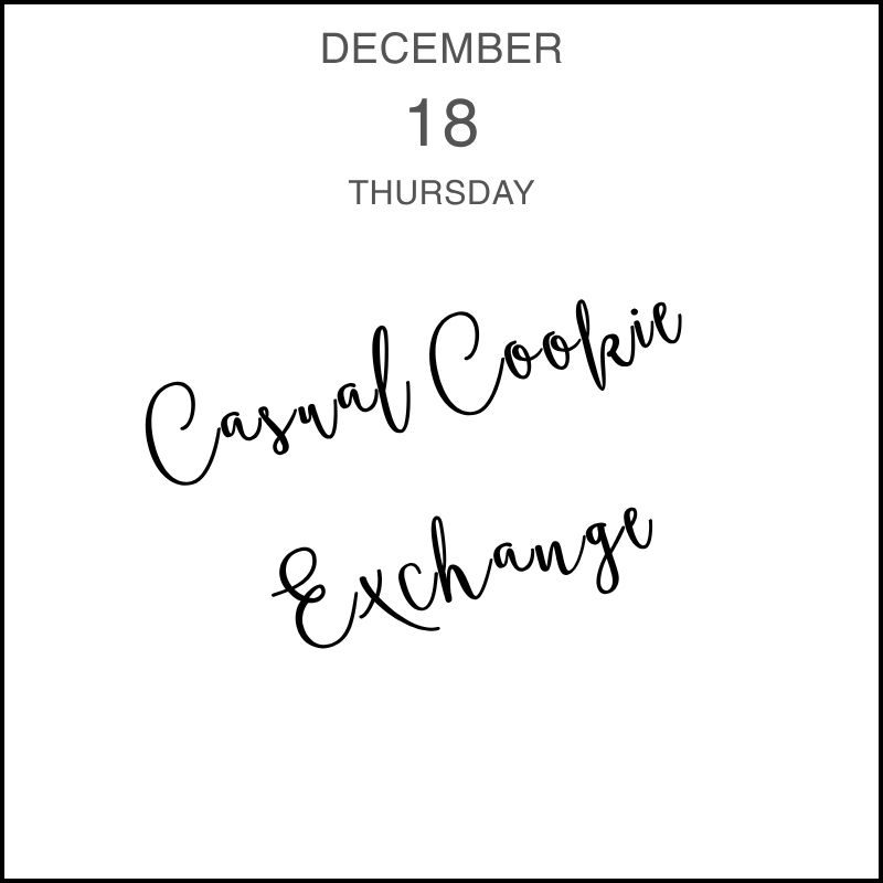 a calendar entry showing the handwritten event title "Carol Cocktail Exchange."