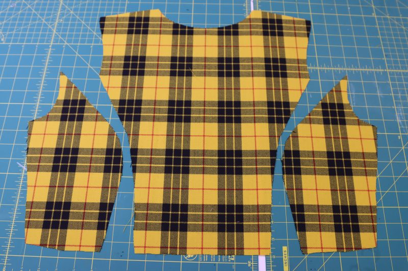 How To Layout Top Front Pieces - Virgin Wool Twill - Mood Fabrics - Silverstone Mini Dress Free Sewing Pattern Tutorial - MDF489 - Mood Fabrics Sewciety Blog - Lay out top front pieces next to each other.
