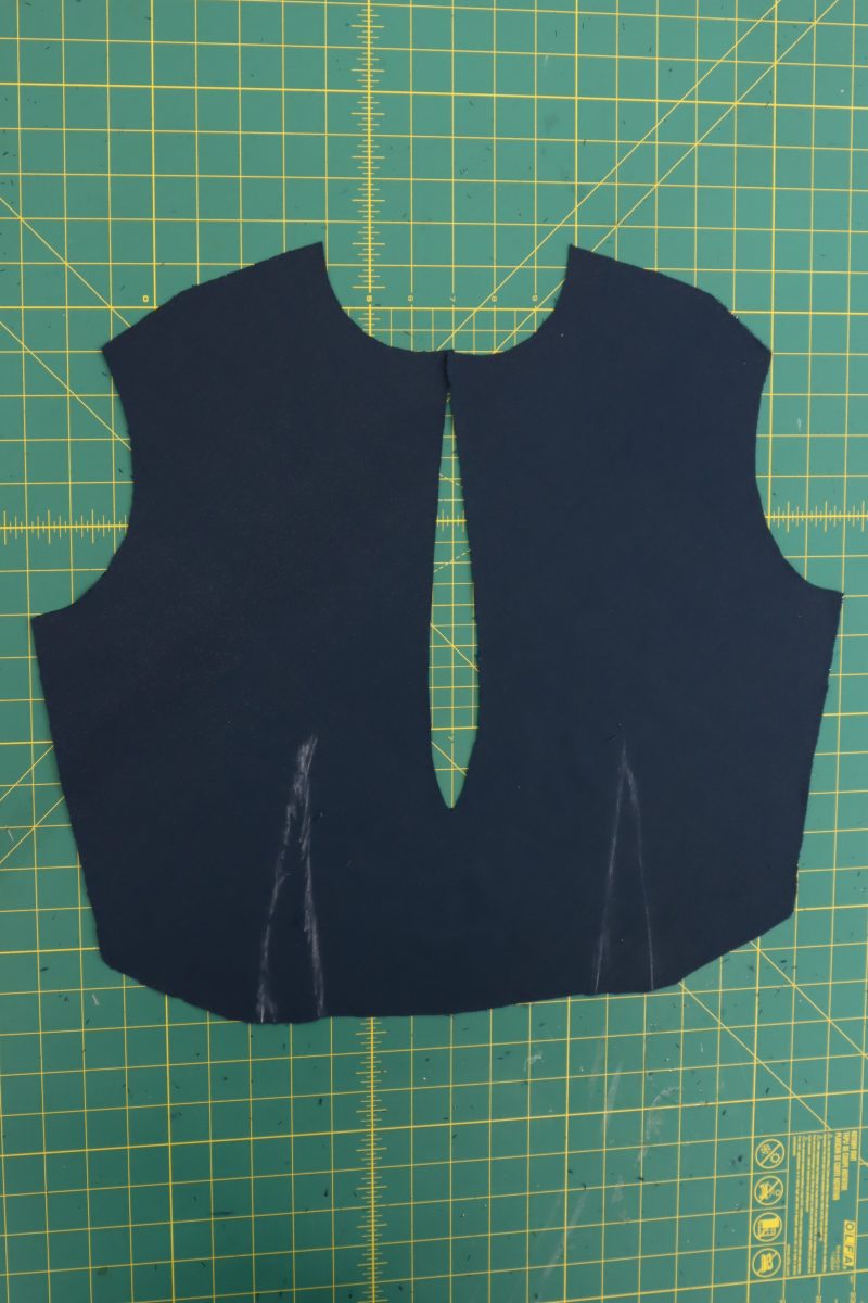 How To Mark Front Top Darts - Metallic Velvet - Mood Fabrics - Jasper Jumpsuit Free Sewing Pattern Tutorial - MDF486 - Mood Fabrics Sewciety Blog - Mark the front top darts with tailor’s chalk.