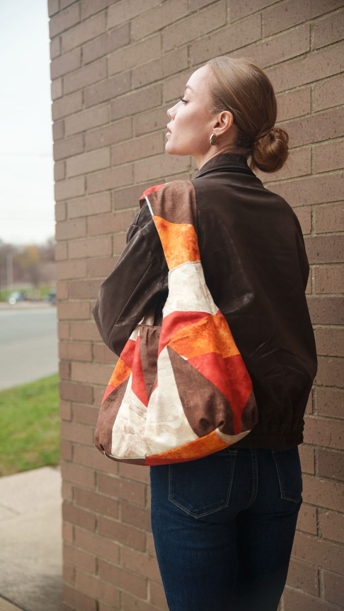 The Pecan Patchwork Bag Free Sewing Pattern - Model Photos - Mood Fabrics Sewciety Blog - Free Sewing Pattern MDF482