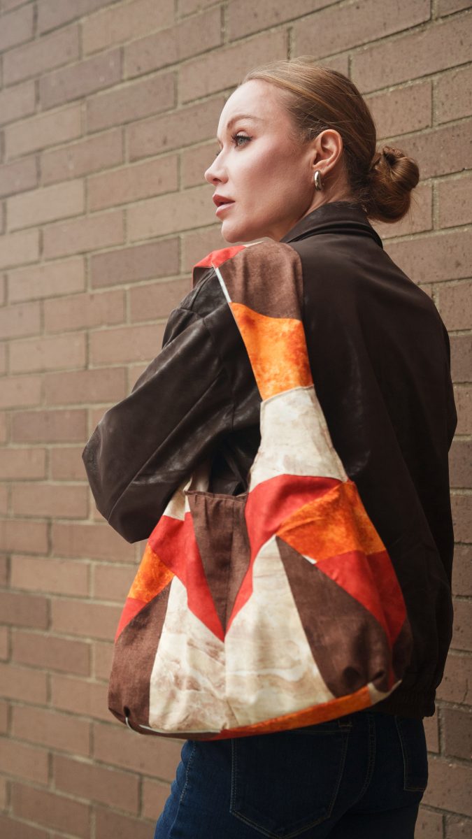 The Pecan Patchwork Bag Free Sewing Pattern - Model Photos - Mood Fabrics Sewciety Blog - Free Sewing Pattern MDF482