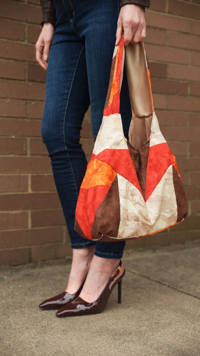 The Pecan Patchwork Bag Free Sewing Pattern - Model Photos - Mood Fabrics Sewciety Blog - Free Sewing Pattern MDF482