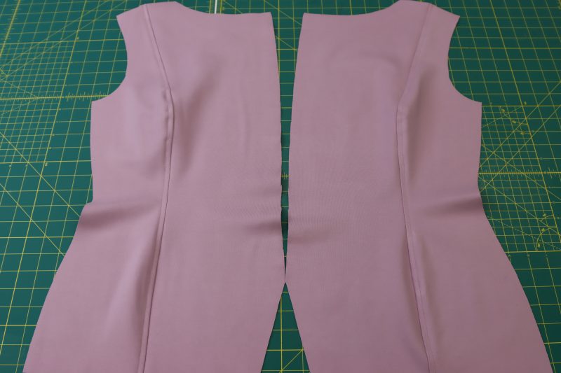 How To Topstitch Front Cardigan Pieces - Stretch Ponte Knit - Mood Fabrics - Camarillo Cardigan and Magdalene Midi Skirt Free Sewing Pattern Tutorial - MDF490 - Mood Fabrics Sewciety Blog - Topstitch over the front seams.