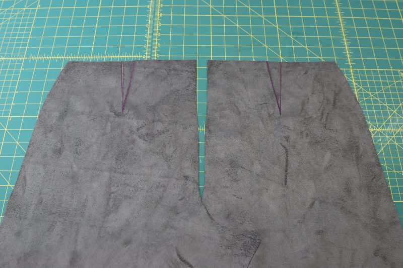 How To Mark Darts - Buttery Faux Leather - Mood Fabrics - Dresden Shorts Free Sewing Pattern Tutorial - MDF493 - Mood Fabrics Sewciety Blog - Mark the darts with a fabric marker.