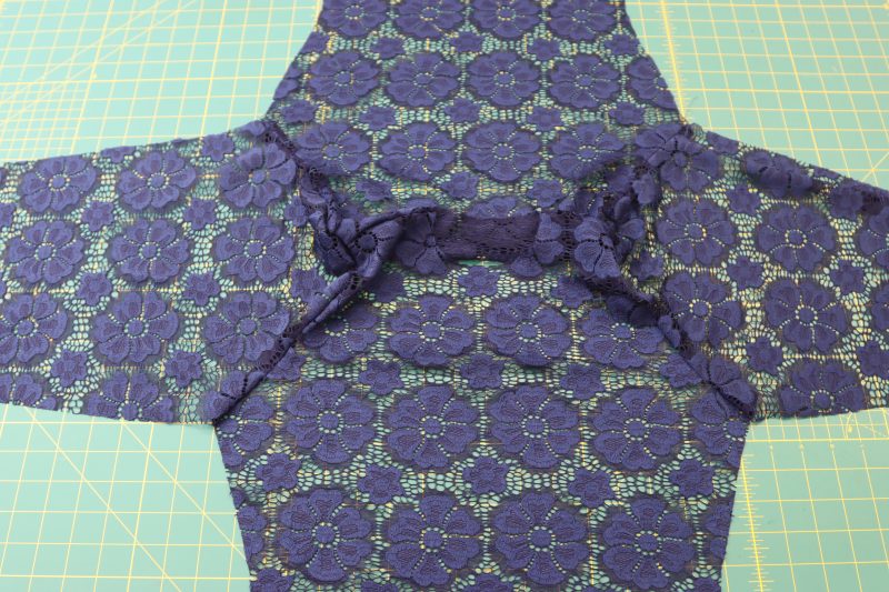 How To Sew Lace Sleeves - Stretch Crochet Lace - Mood Fabrics - Altena Blouse Free Sewing Pattern Tutorial - MDF491 - Mood Fabrics Sewciety Blog - Repeat for the lace shirt.