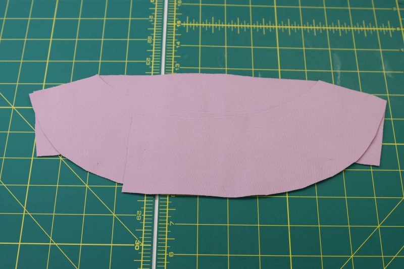 How To Place Neckline Facings Together - Stretch Ponte Knit - Mood Fabrics - Camarillo Cardigan and Magdalene Midi Skirt Free Sewing Pattern Tutorial - MDF490 - Mood Fabrics Sewciety Blog - Place the front neckline facings right sides together with the back neckline facing.