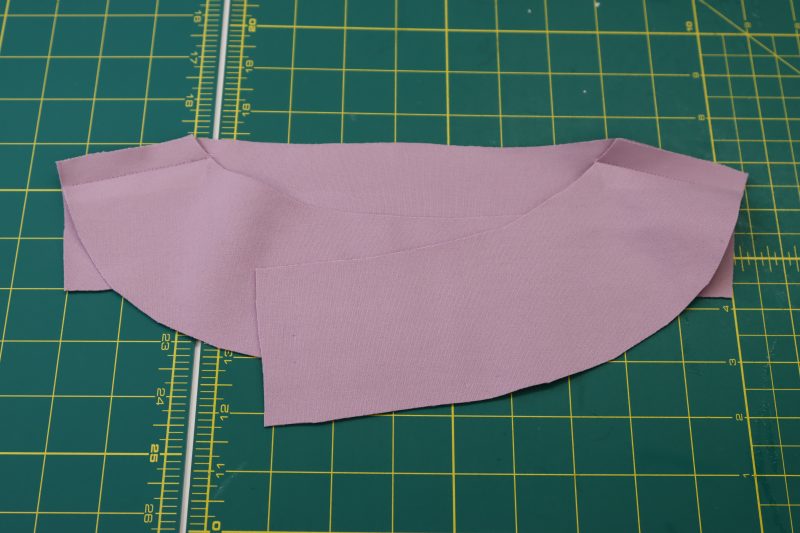 How To Sew Neckline Facings Together - Stretch Ponte Knit - Mood Fabrics - Camarillo Cardigan and Magdalene Midi Skirt Free Sewing Pattern Tutorial - MDF490 - Mood Fabrics Sewciety Blog - Sew the front neckline facings to the back neckline facing.