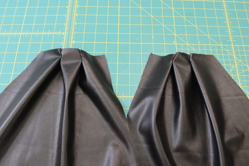 How To Pin Notches - Buttery Faux Leather - Mood Fabrics - Dresden Shorts Free Sewing Pattern Tutorial - MDF493 - Mood Fabrics Sewciety Blog - Pin the notches right sides together.