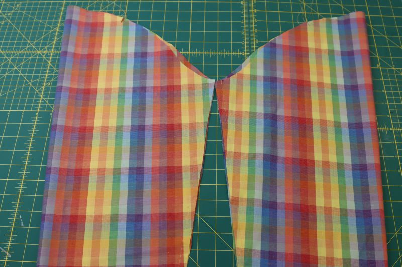 How To Sew Sleeve Inseams - Rainbow Checks Cotton Shirting - Mood Fabrics - Bayport Blouse Free Sewing Pattern Tutorial - MDF494 - Mood Fabrics Sewciety Blog - Sew the sleeve inseams.