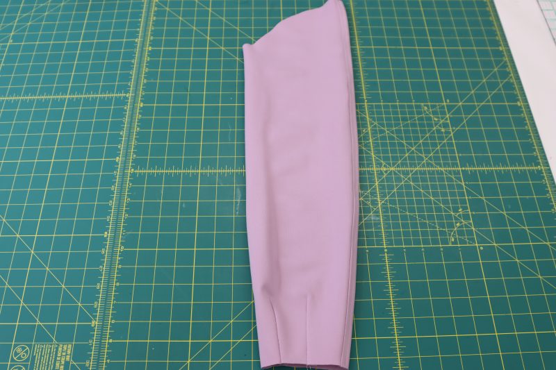 How To Flip Sleeves Right Sides Out - Stretch Ponte Knit - Mood Fabrics - Camarillo Cardigan and Magdalene Midi Skirt Free Sewing Pattern Tutorial - MDF490 - Mood Fabrics Sewciety Blog - Flip the sleeves right sides out.