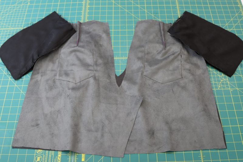 How To Layout Back Front Shorts - Buttery Faux Leather - Mood Fabrics - Dresden Shorts Free Sewing Pattern Tutorial - MDF493 - Mood Fabrics Sewciety Blog - Lay out back shorts pieces on top of front shorts pieces.