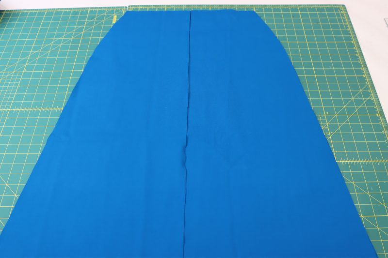 How To Layout Front Back Skirt Pieces - Stretch Ponte Knit - Mood Fabrics - Topeka Keyhole Dress Free Sewing Pattern Tutorial - MDF496 - Mood Fabrics Sewciety Blog - Layout the front and back skirt pieces.